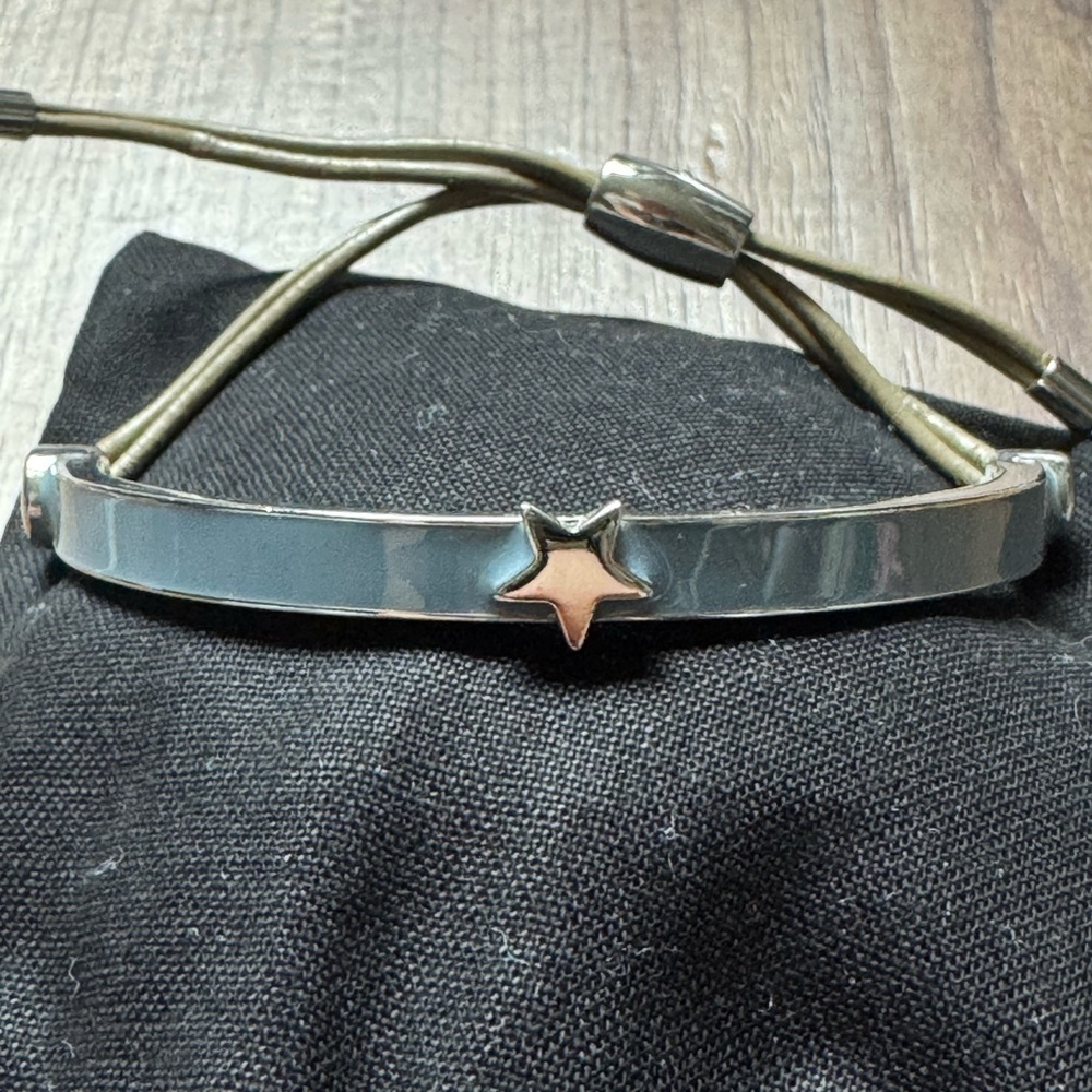 Fossil blue enamel bracelet with adjustable leather cord